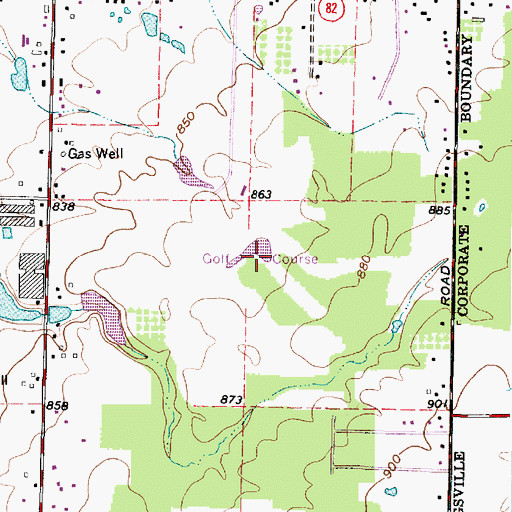 Topographic Map of Hickory Nut Golf Course, OH