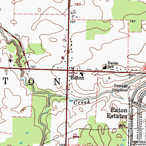 Topographic Map of Eaton Township Hall, OH