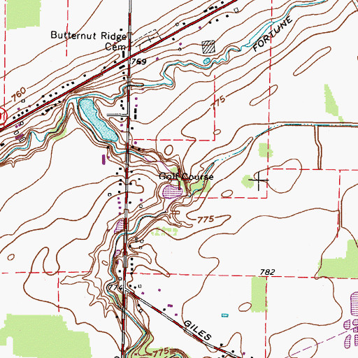 Topographic Map of Pine Brook Golf Course, OH