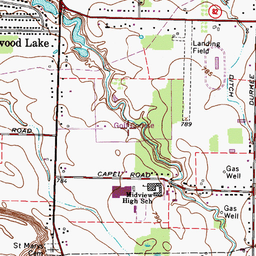 Topographic Map of Brentwood Golf Course, OH