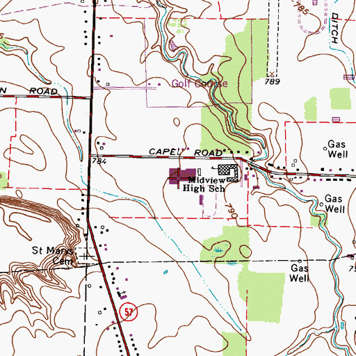 Topographic Map of Midview Middle School, OH