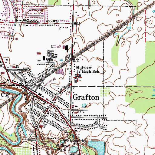 Topographic Map of Grafton Elementary School, OH