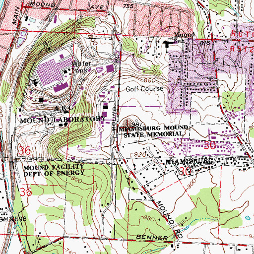 Topographic Map of Miamisburg Mound, OH
