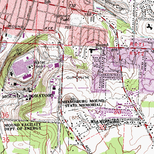Topographic Map of Mound Golf Course, OH