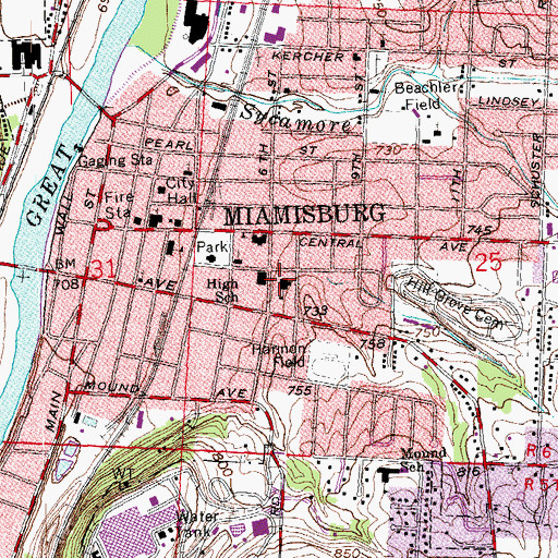 Topographic Map of Wantz Middle School, OH