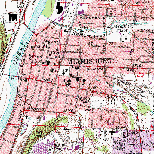 Topographic Map of Miamisburg Mid-High School, OH