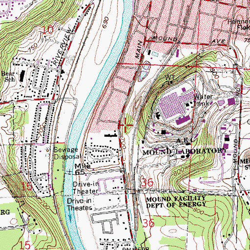 Topographic Map of Miamisburg Community Park, OH