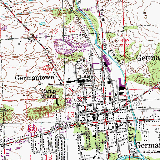 Topographic Map of Valley View Middle School, OH