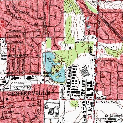 Topographic Map of Pleasant Hill Park, OH