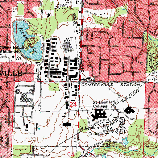 Topographic Map of Centreville Station, OH