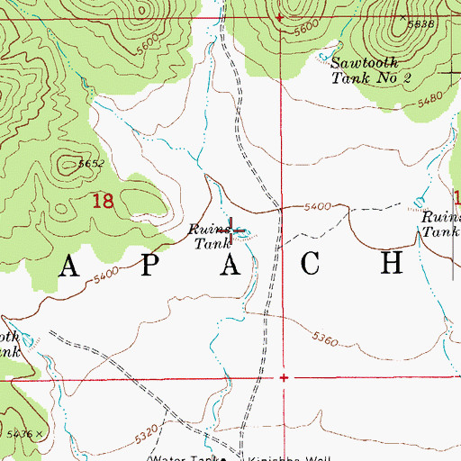 Topographic Map of Ruins Tank, AZ