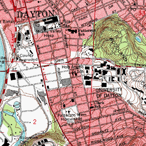 Topographic Map of Holy Angels Catholic Church, OH