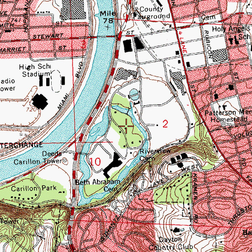 Topographic Map of Old River Park, OH