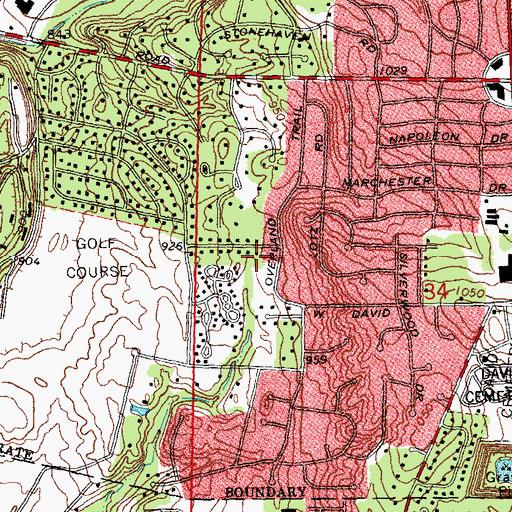 Topographic Map of Walther Park, OH