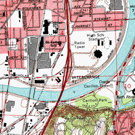 Topographic Map of Interchange 51, OH