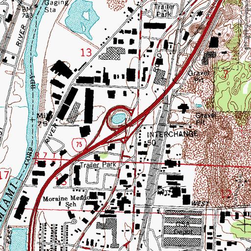 Topographic Map of Interchange 50, OH