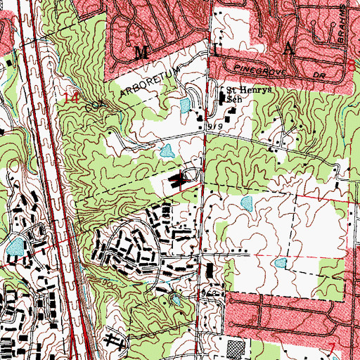 Topographic Map of Bauer Elementary School, OH