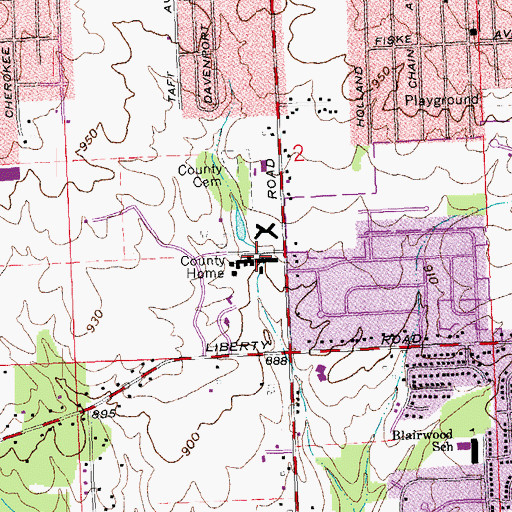 Topographic Map of Montgomery County Home, OH