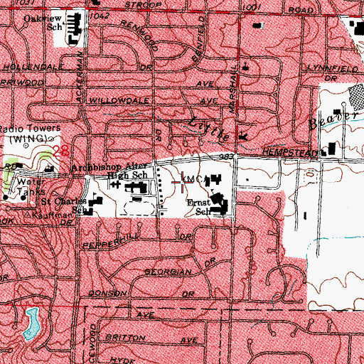 Topographic Map of Ernst Park, OH