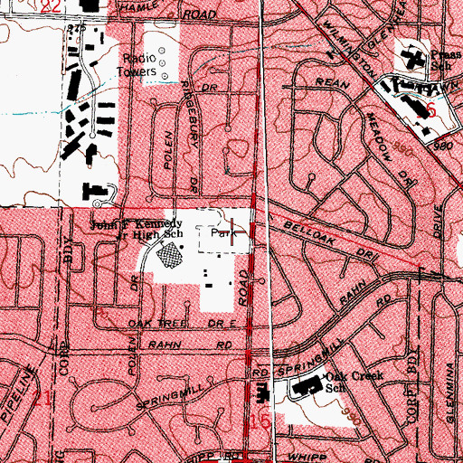 Topographic Map of Kennedy Park, OH