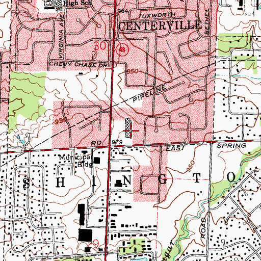Topographic Map of Centerville Square Shopping Center, OH