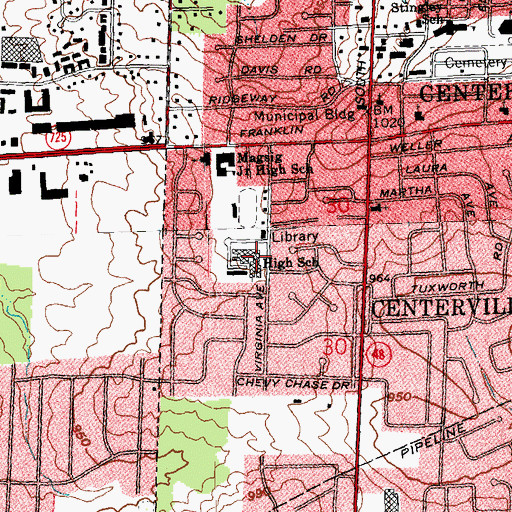 Topographic Map of W O Cline Elementary School, OH