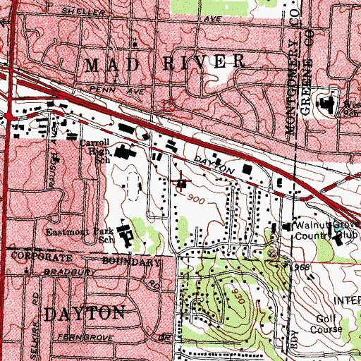 Topographic Map of East Dayton Baptist Church, OH