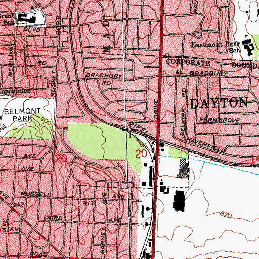 Topographic Map of Lebanon Junction, OH