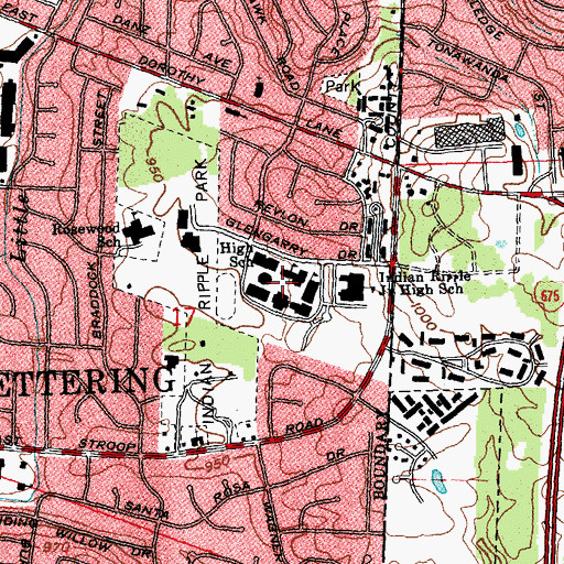 Topographic Map of Kettering Junior High School, OH