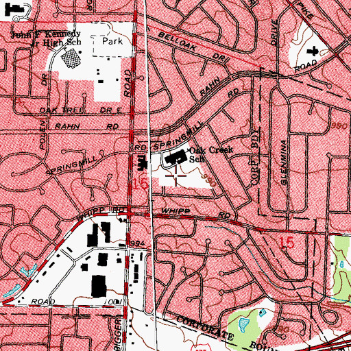 Topographic Map of Oak Creek Park, OH
