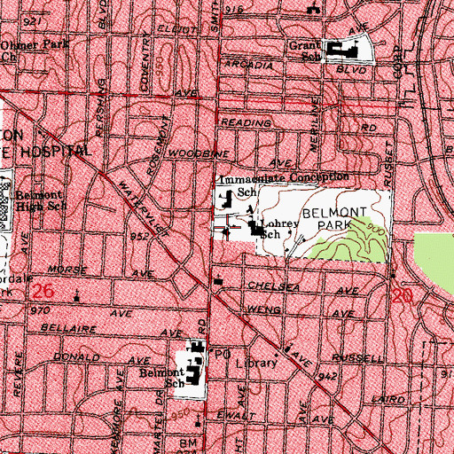 Topographic Map of Our Lady of the Immaculate Conception Catholic Church, OH