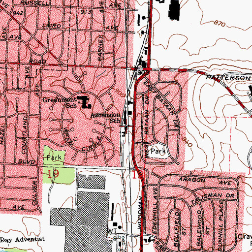 Topographic Map of Church of the Ascension, OH