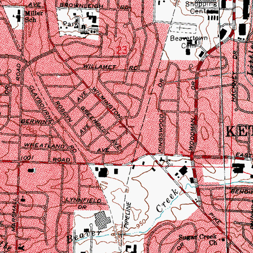 Topographic Map of Oakdale, OH