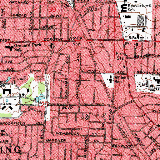 Topographic Map of Pasadena, OH