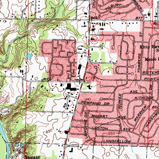 Topographic Map of Imperial Heights Shopping Center, OH