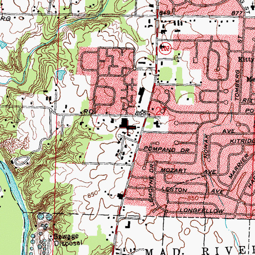 Topographic Map of Powell Plaza Shopping Center, OH