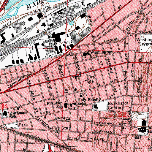 Topographic Map of Third Street Baptist Church, OH