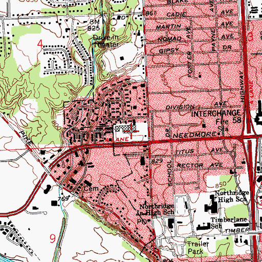 Topographic Map of Dayton Towne Plaza Shopping Center, OH