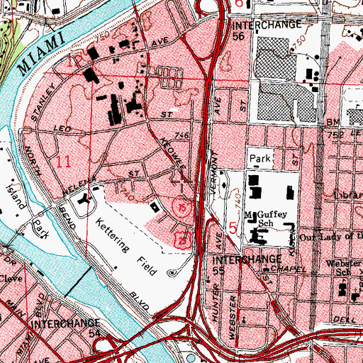Topographic Map of McCook Shopping Center, OH