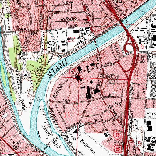 Topographic Map of Stanley Avenue Distribution Center, OH