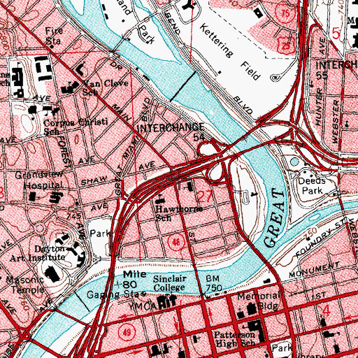 Topographic Map of Riverdale, OH