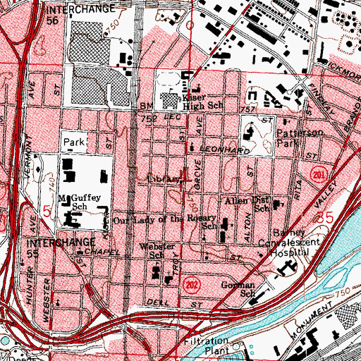 Topographic Map of Electra C Doren Branch Library, OH