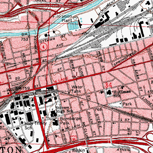 Topographic Map of Emmanuel Baptist Church, OH