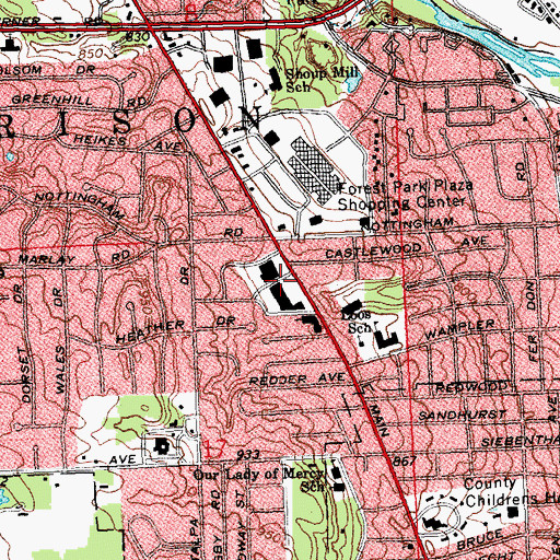 Topographic Map of Northtown Shopping Center, OH