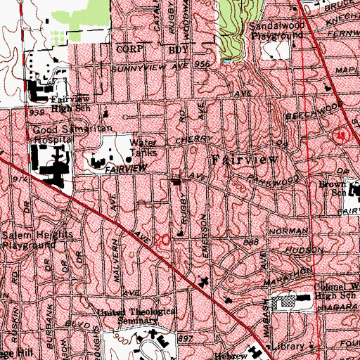 Topographic Map of Fairview United Methodist Church, OH