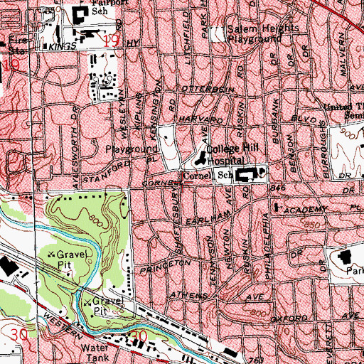 Topographic Map of Cornell Heights, OH