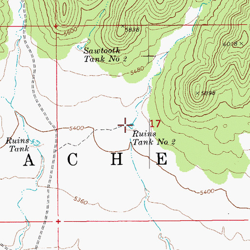 Topographic Map of Ruins Tank Number Two, AZ