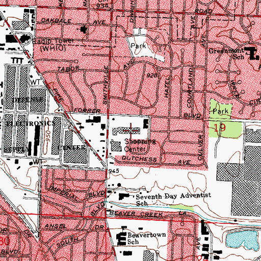 Topographic Map of Van Buren Shopping Center, OH