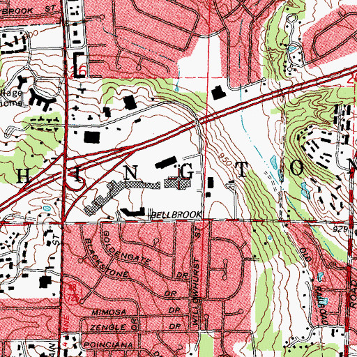 Topographic Map of Gold Circle Shopping Center, OH