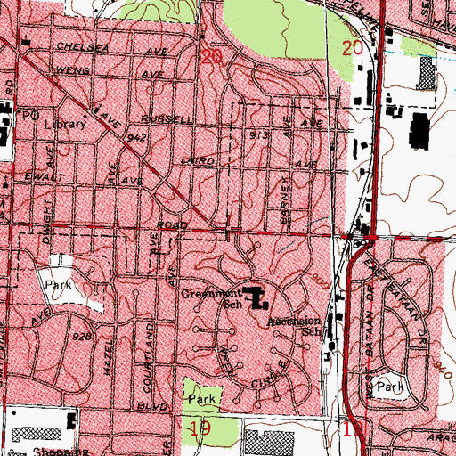 Topographic Map of Village Square Shopping Center, OH